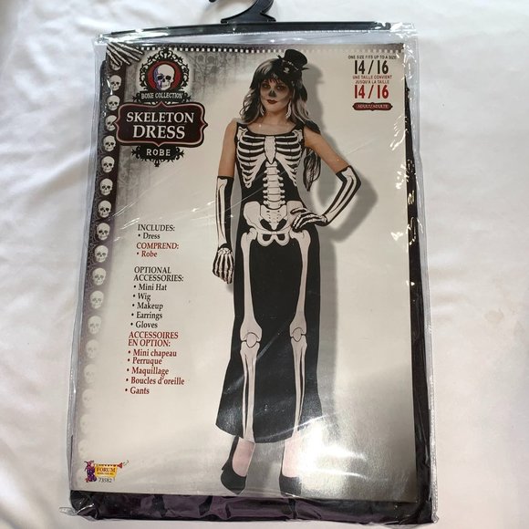 Skeleton Long Dress Costume Forum Novelties Bone Collection OS up to Size 14/16 - Picture 2 of 10